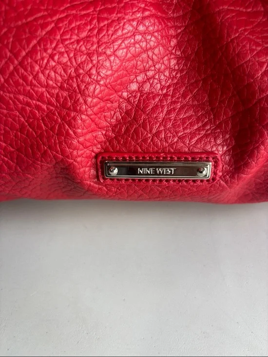 Nine West Red Textured Vegan Leather Hobo Bag - Picture 2 of 11